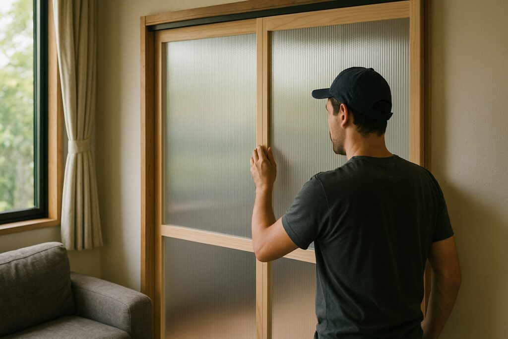 DIYで作るポリカーボネート引き戸の完成イメージ