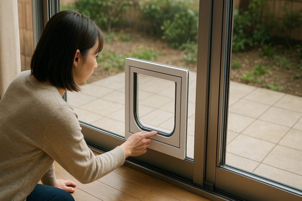 穴開け不要のキャットドア取り付け手順(サッシ対応)