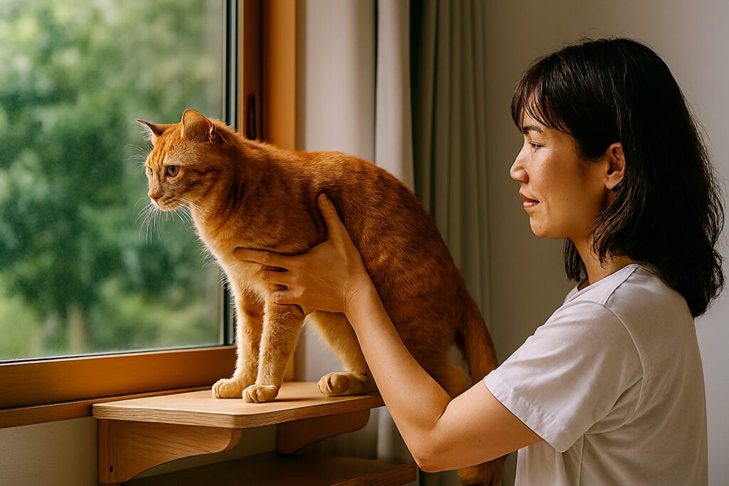猫窓際台の選び方と窓種別の設置例