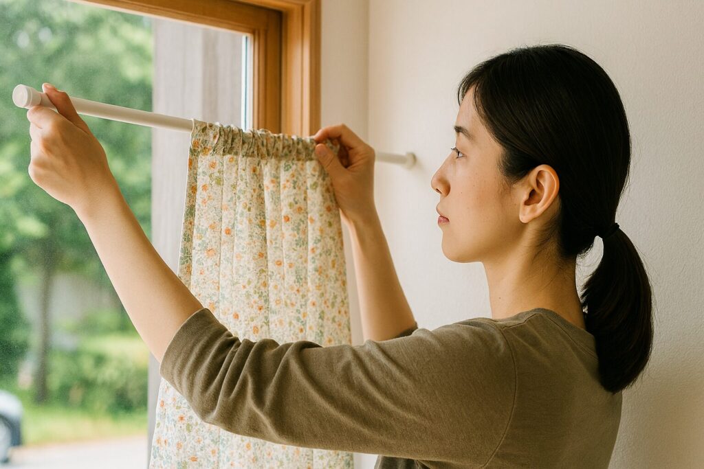 突っ張り棒カーテンを活用した目隠しと間仕切りの実例