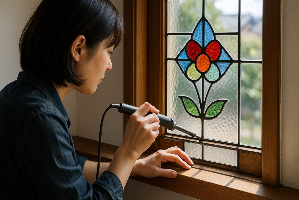 ステンドグラス簡単の工作例|セロファンとガラス絵の具で作る窓辺アート
