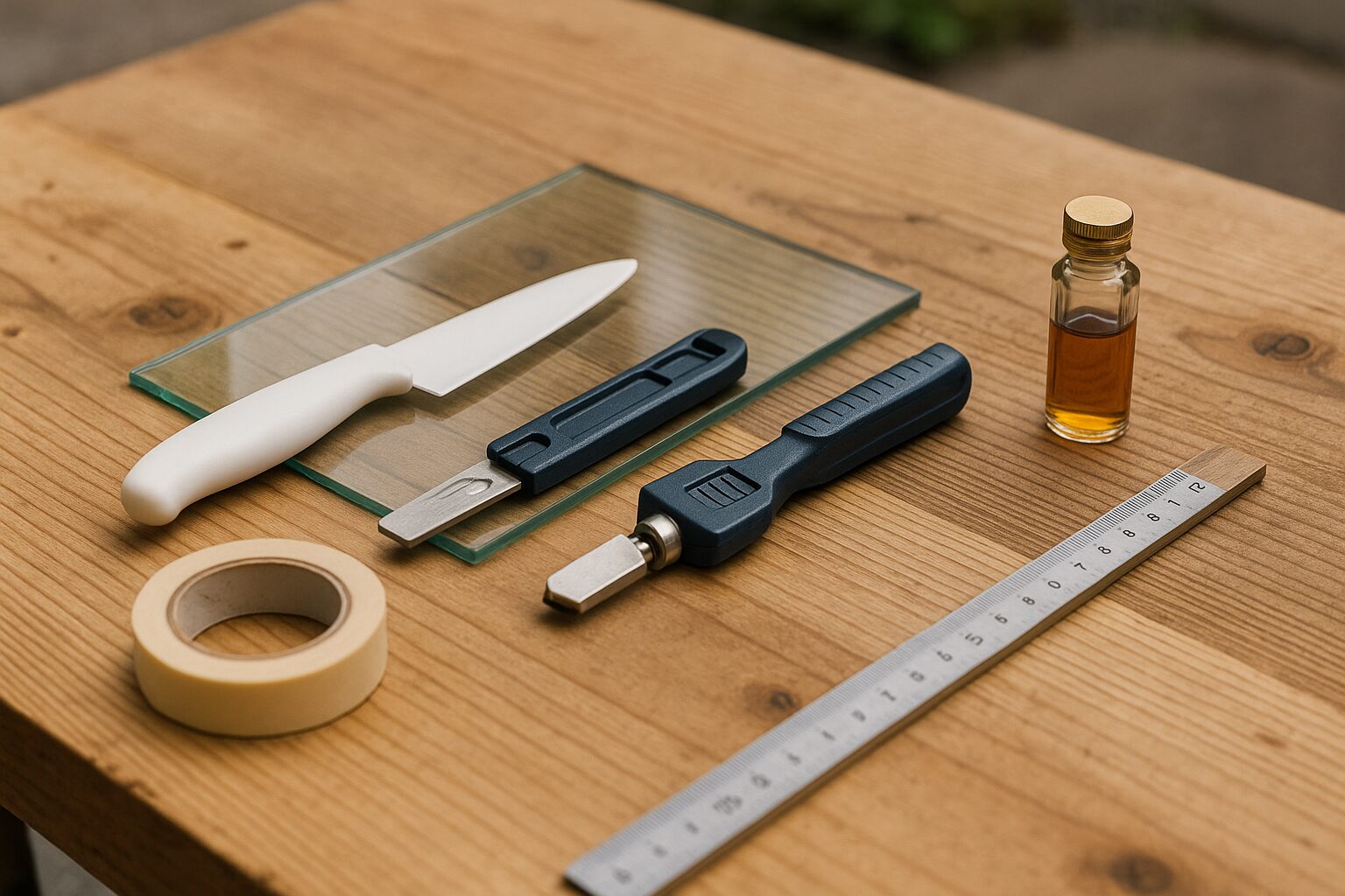 [ガラスカッター代用に使う道具とガラス