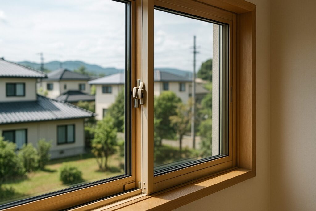 パナソニック内窓を設置した日本住宅の窓と周囲景観