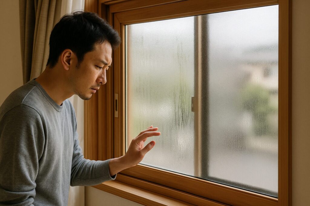 内窓 すりガラス デメリットを示す結露窓