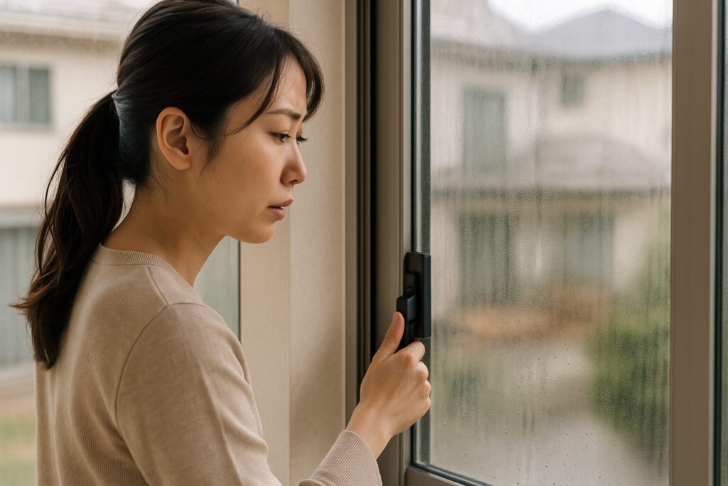 戸先錠 デメリットを示す結露の窓