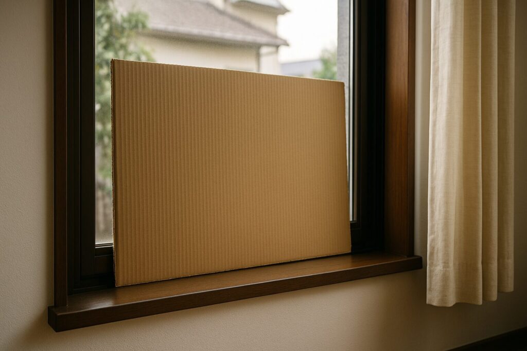 窓にダンボールを取り付ける手順(簡易内窓のDIY)