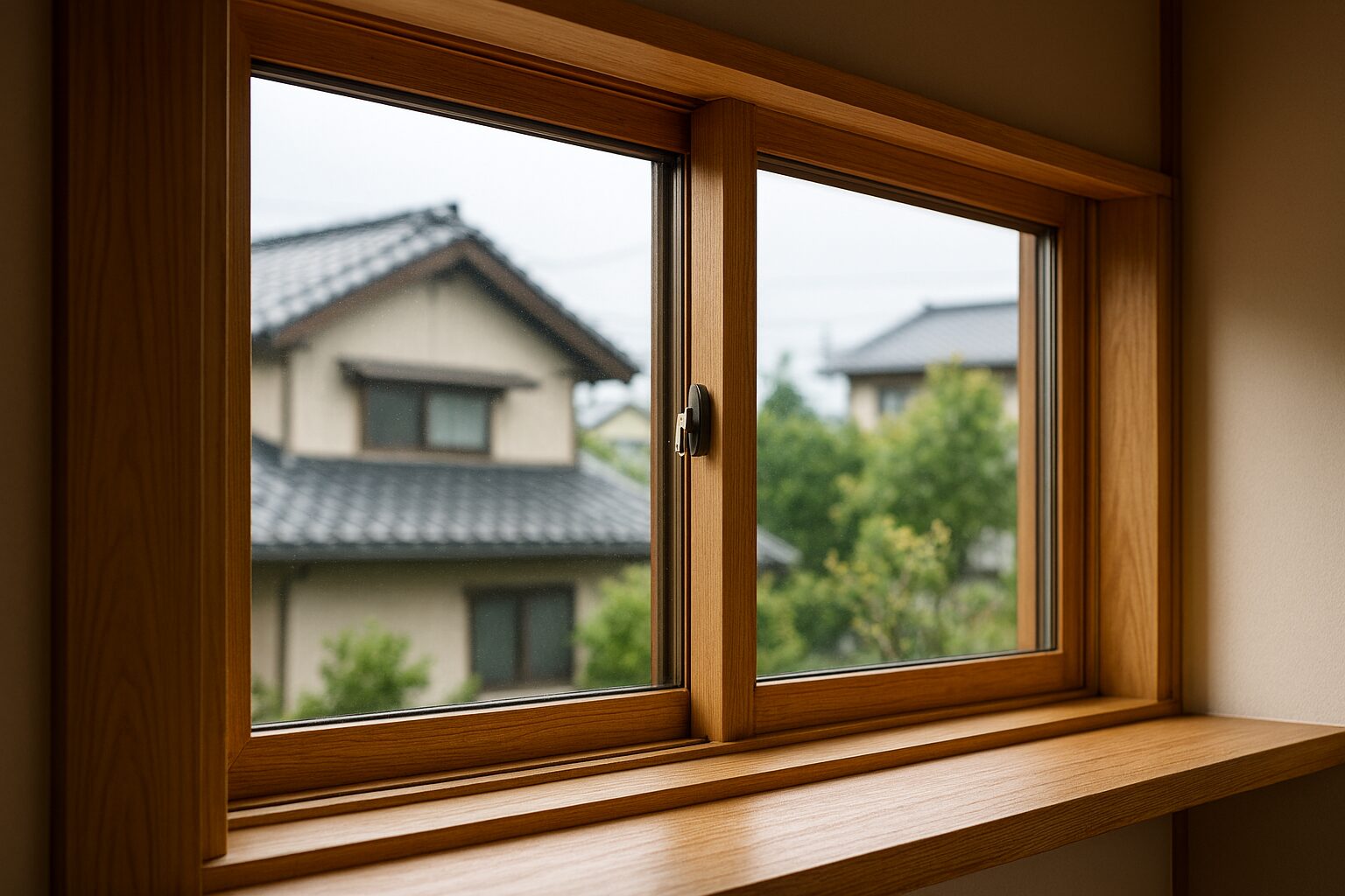 木造サッシ納まりと和風住宅