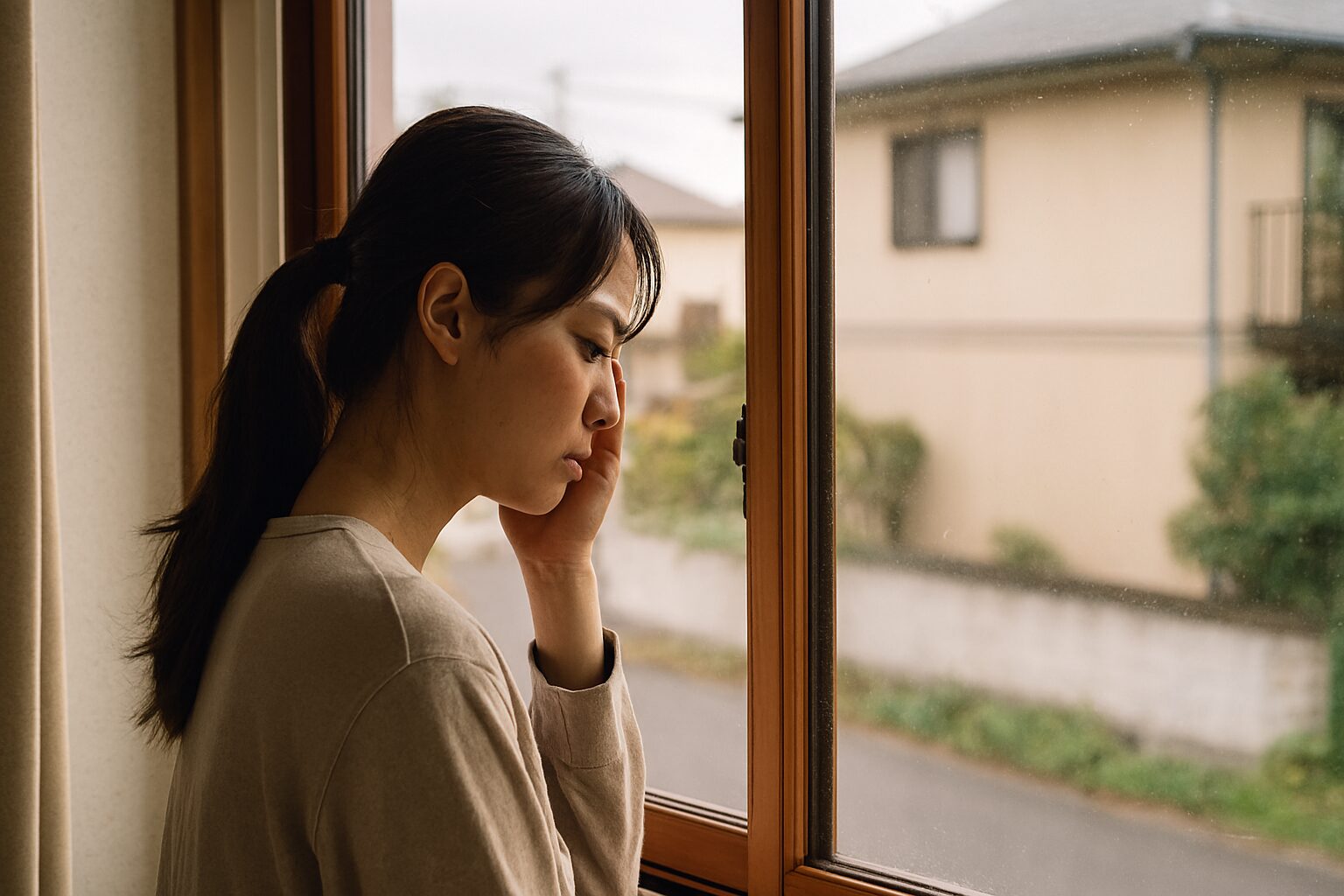 プラマードu後悔を感じる女性の横顔