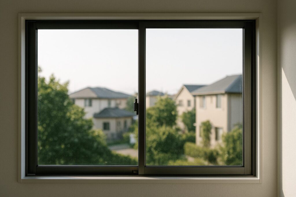 図面で使われる窓の記号の基本を示すイメージ