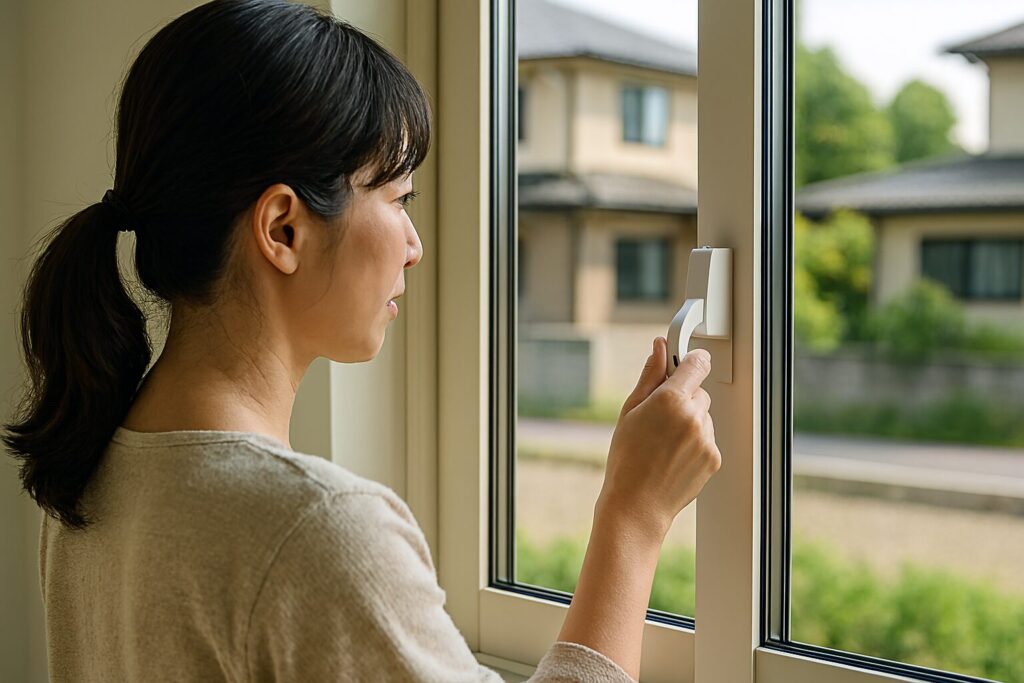 日本人女性がサッシ抱きを解説