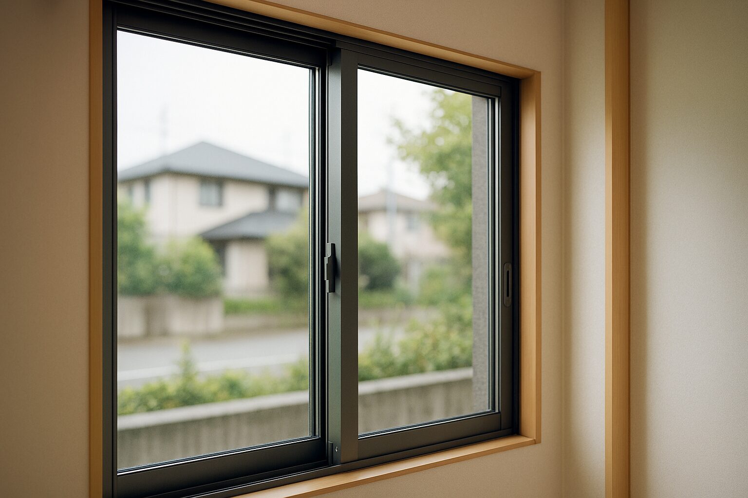サッシ納まりを示す住宅窓の質感