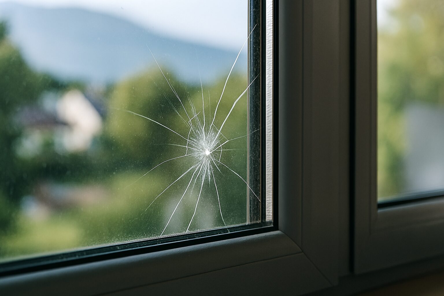二重ガラス割れる原因を示す亀裂窓