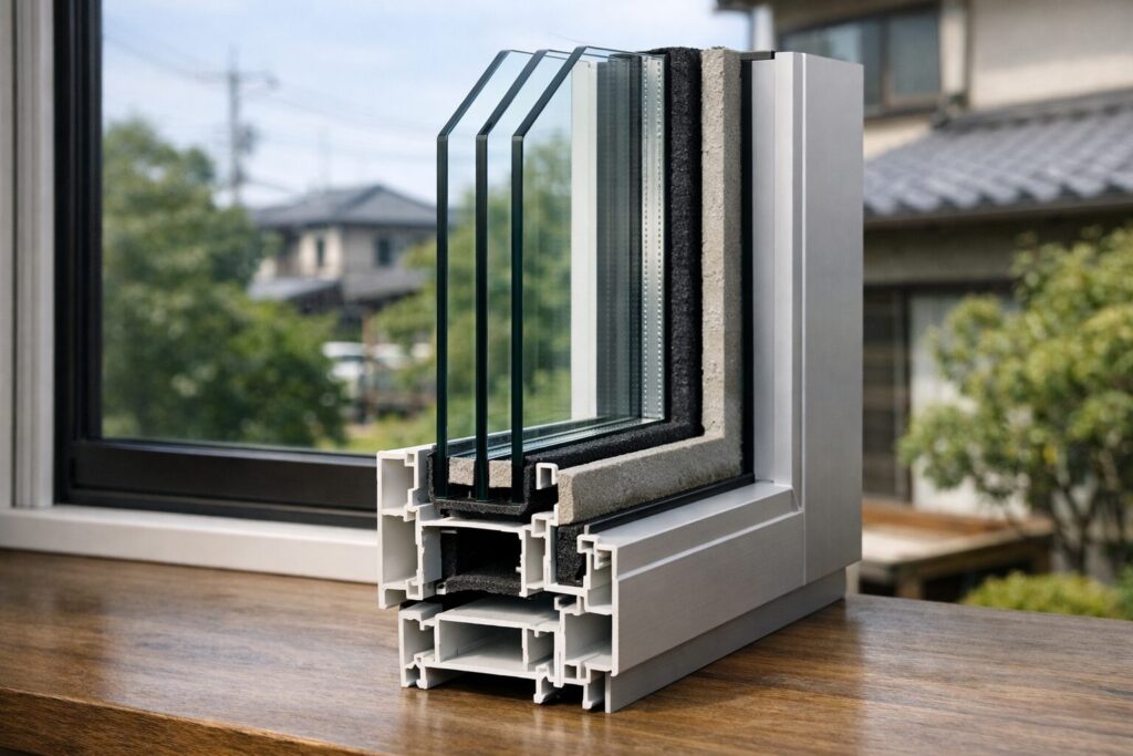 断面の窓構造を示す