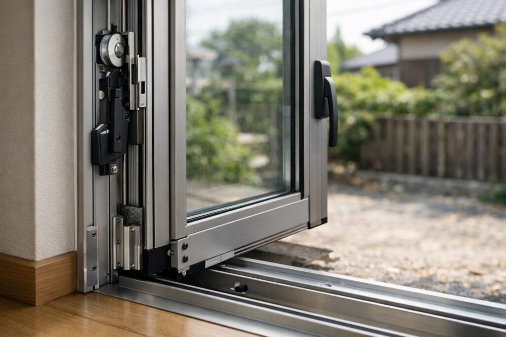 アルミサッシ部品名称を示す構造部分