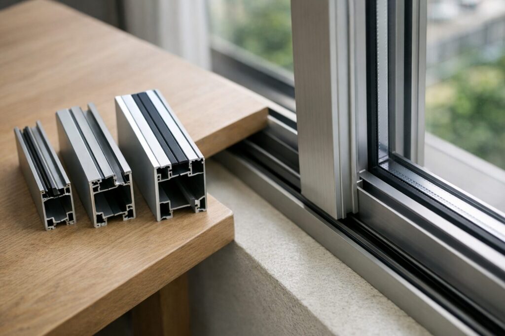 サッシ幅を示す窓枠の構造