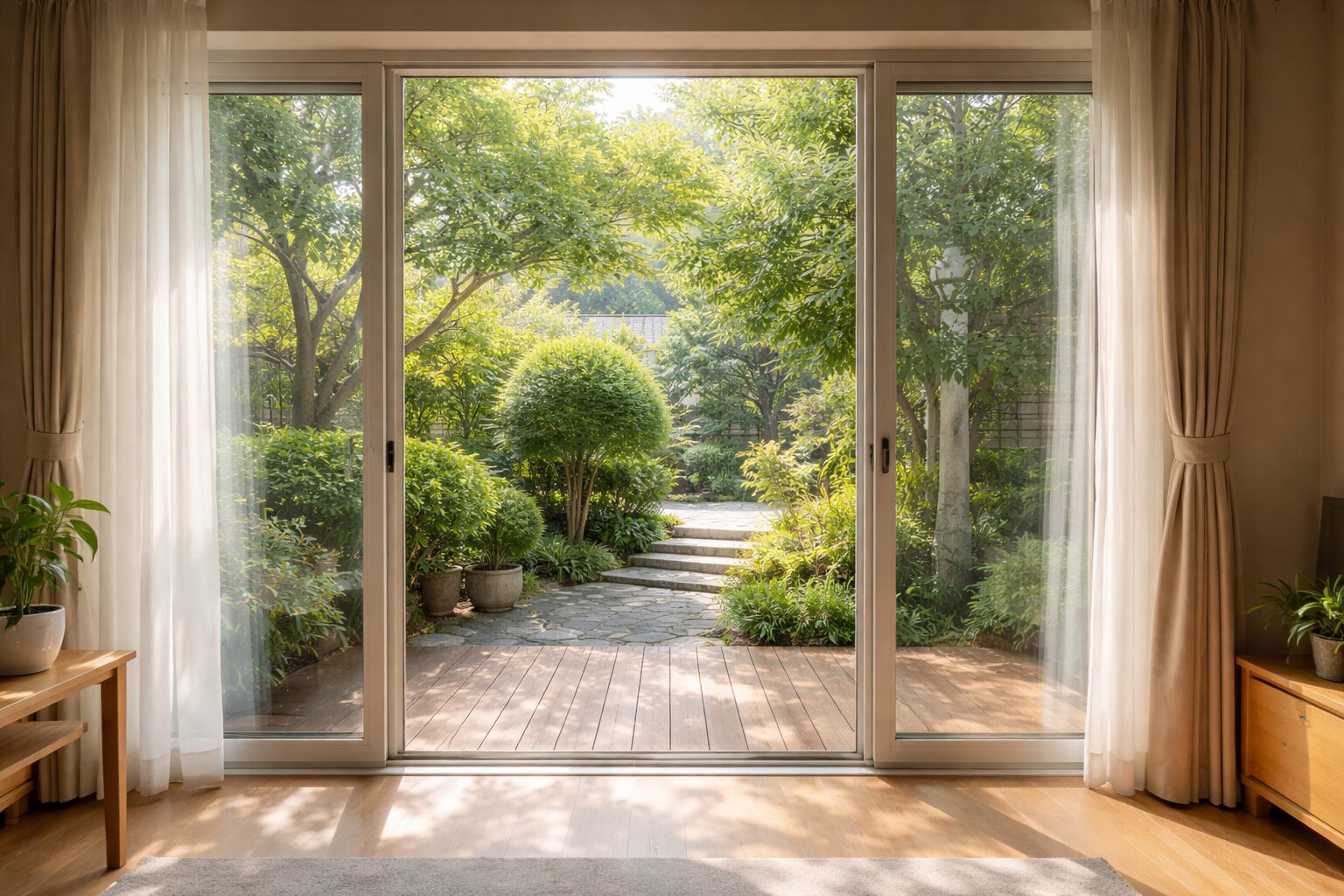 窓枠モヘアが密着し防音性を高める