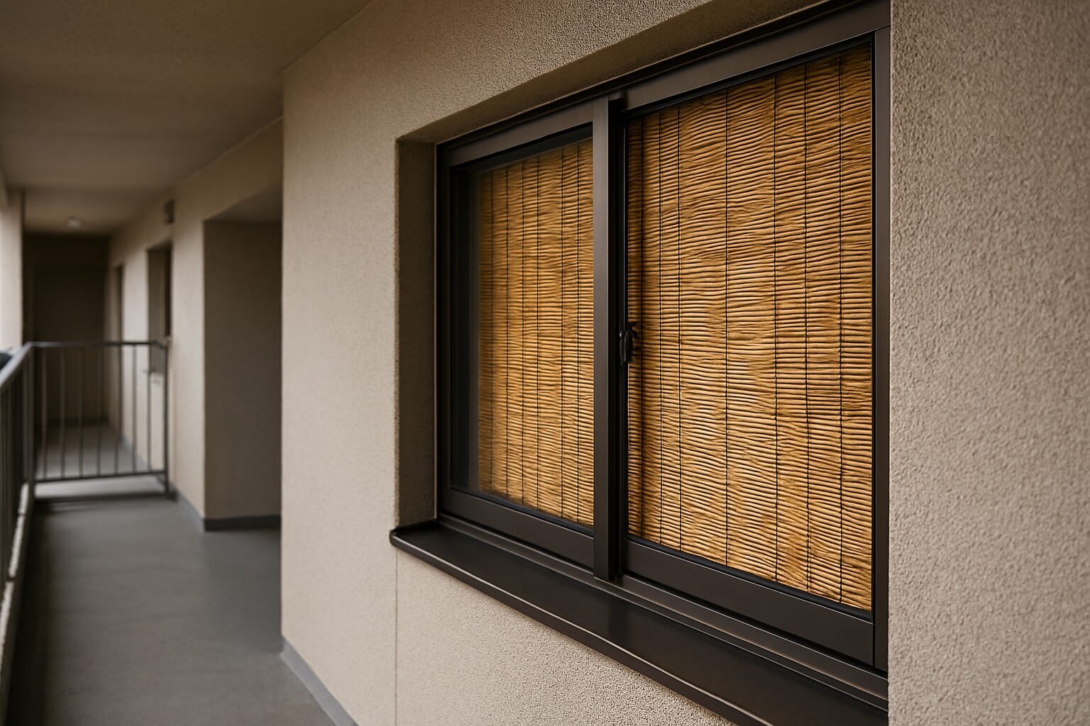 共用廊下側窓の目隠し対策フィルム例