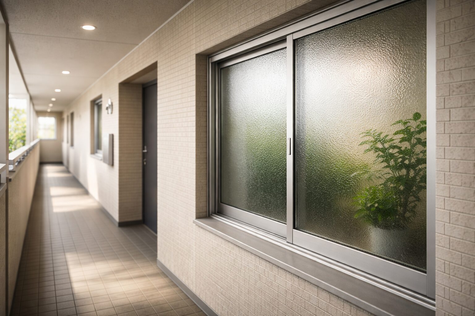 マンション通路側窓の目隠し施工例