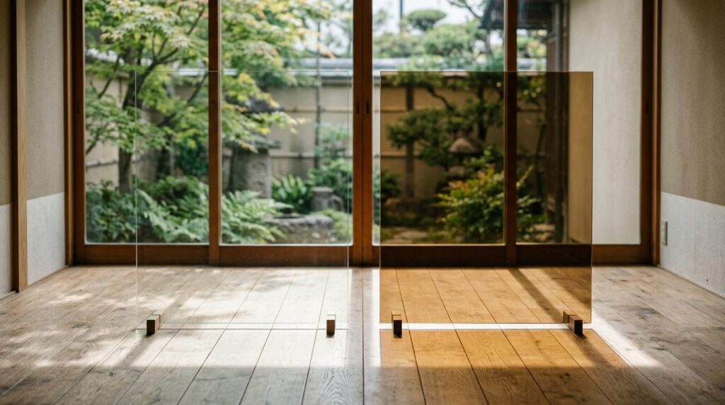 ブロンズガラスの色合いと質感