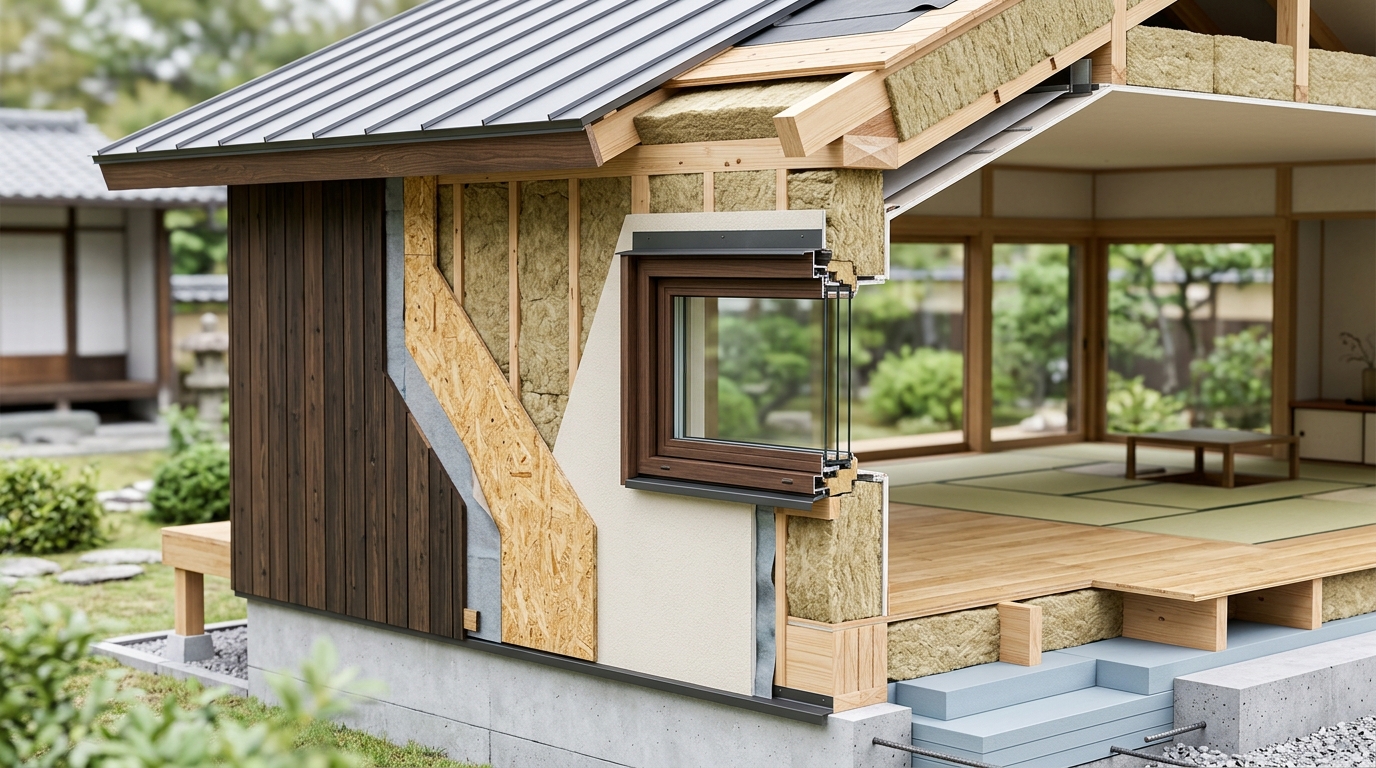 住宅の断熱材と断熱性能のイメージ
