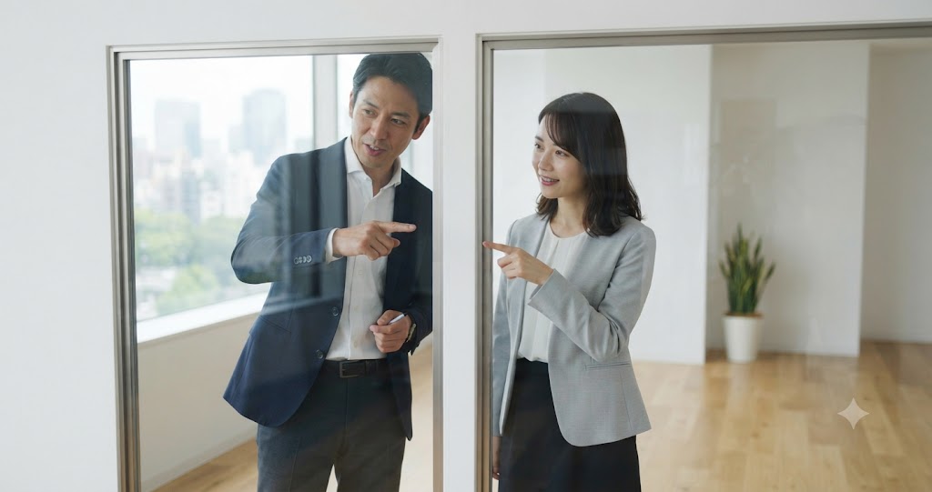 熱線反射ガラスとLow-Eの違いを比較し、それぞれの特徴や性能を理解するためのガラスを表すイメージ画像